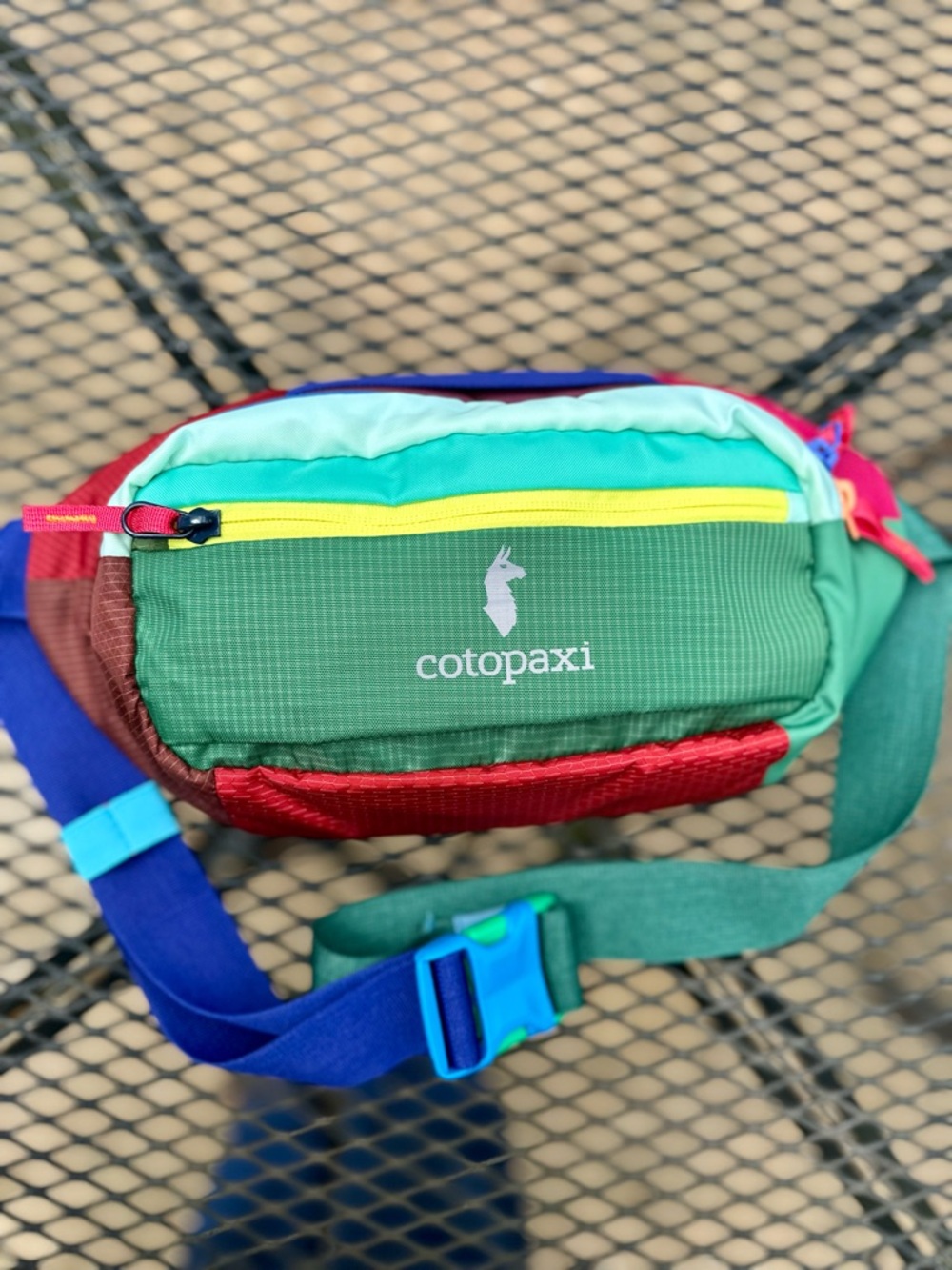 cotopaxi Colorblock Hip Pack Del Dia Gear for Good - Green/Teal/Red/Blue